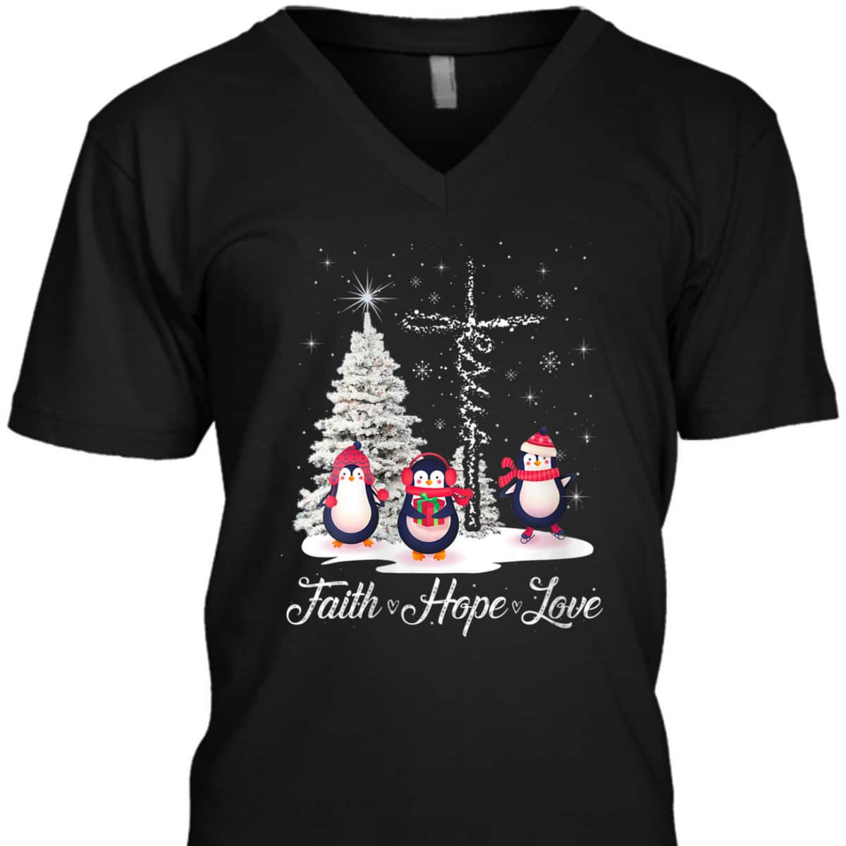 Womens Ph Merry Christmas Penguin Faith Hope Love Xmas Tree T-Shirt Womens Ph Merry Christmas Penguin Faith Hope Love Xmas Tree T-Shirt