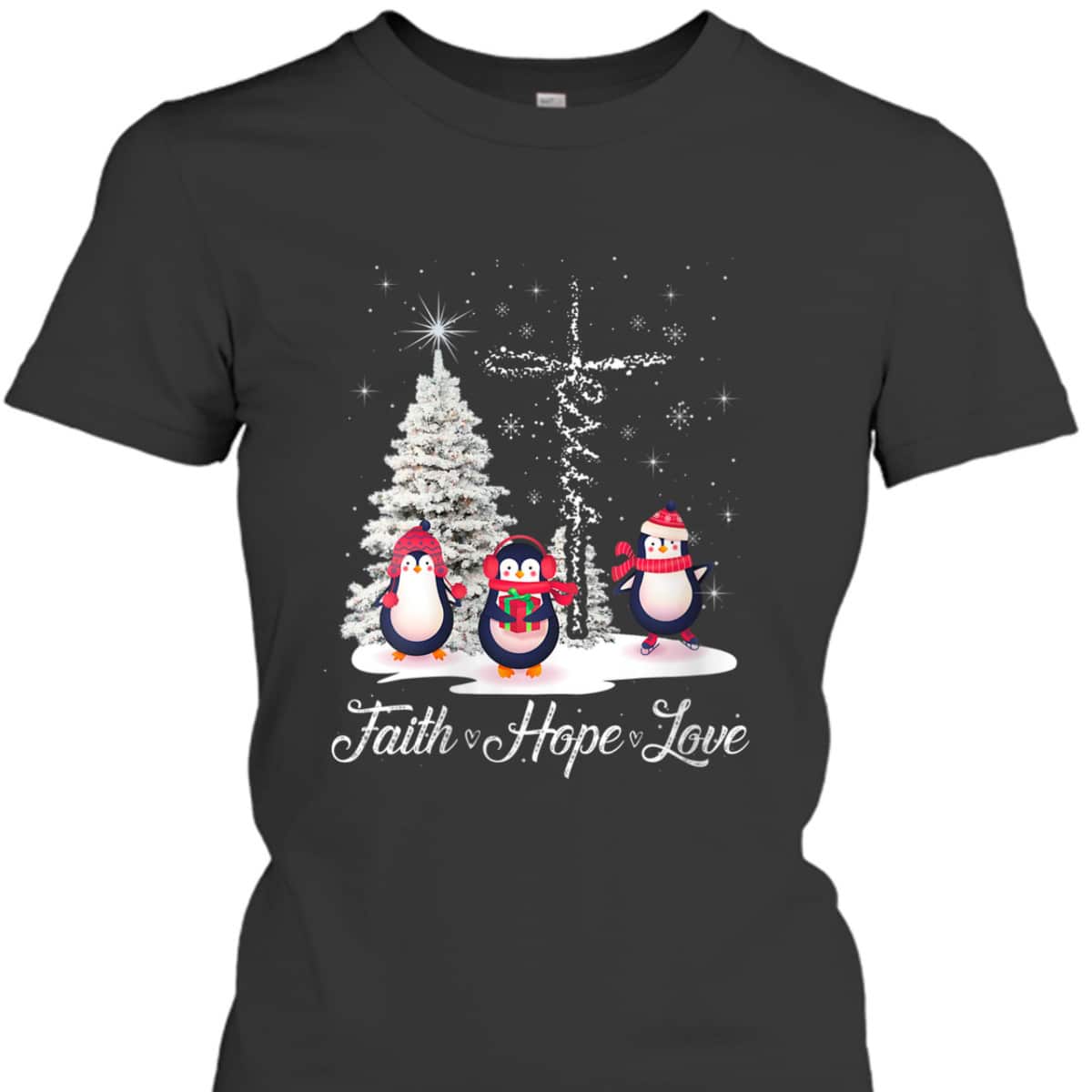 Womens Ph Merry Christmas Penguin Faith Hope Love Xmas Tree T-Shirt Womens Ph Merry Christmas Penguin Faith Hope Love Xmas Tree T-Shirt