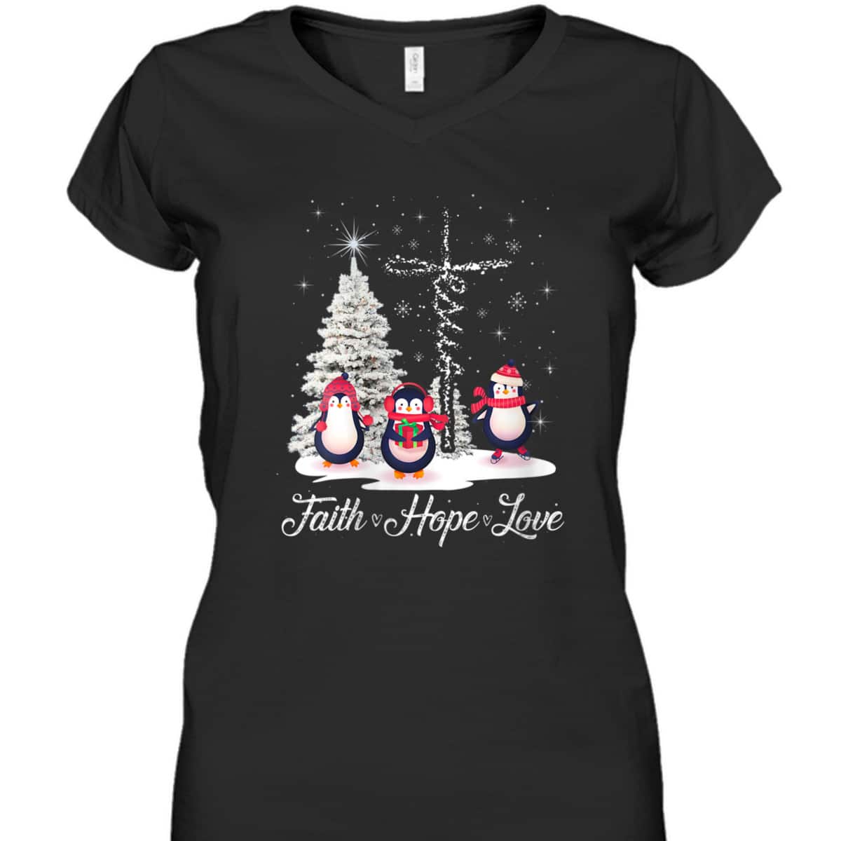 Womens Ph Merry Christmas Penguin Faith Hope Love Xmas Tree T-Shirt Womens Ph Merry Christmas Penguin Faith Hope Love Xmas Tree T-Shirt