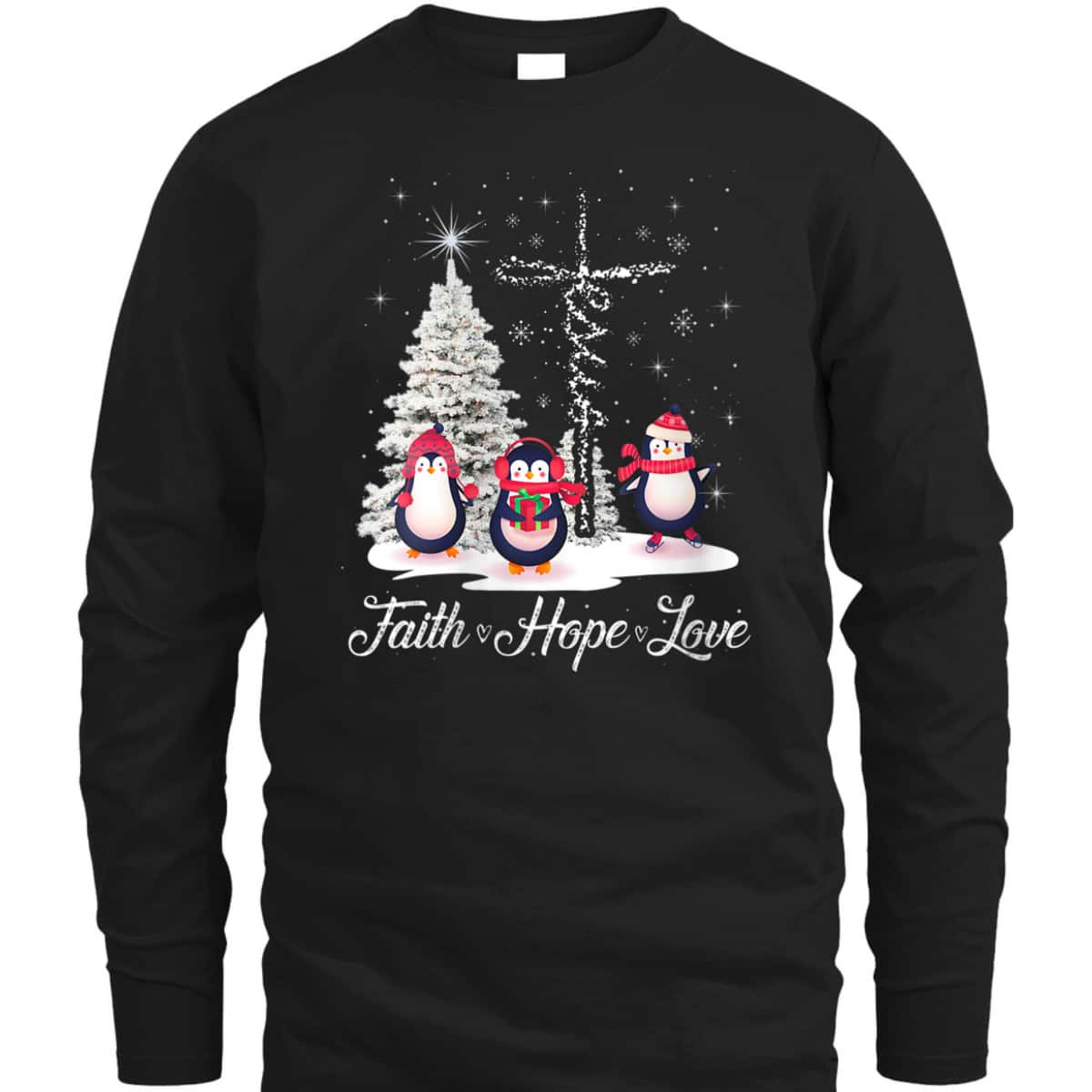 Womens Ph Merry Christmas Penguin Faith Hope Love Xmas Tree T-Shirt Womens Ph Merry Christmas Penguin Faith Hope Love Xmas Tree T-Shirt