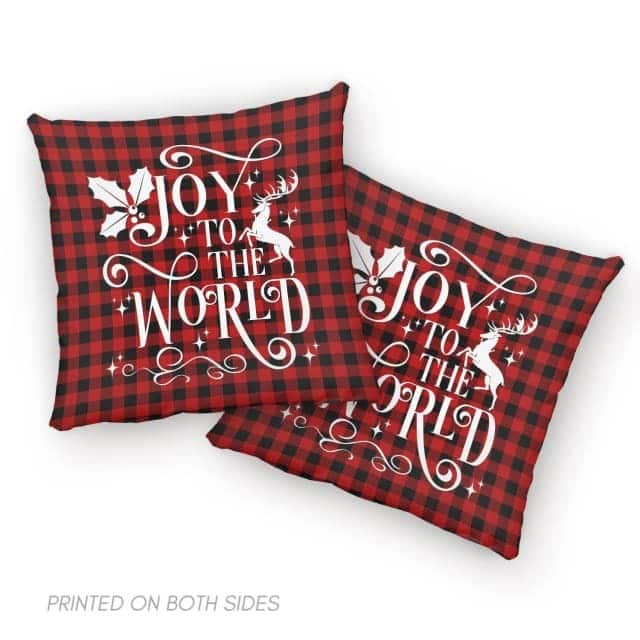Christian Christmas Joy To The World Buffalo Plaid Pillow Christian Christmas Joy To The World Buffalo Plaid Pillow