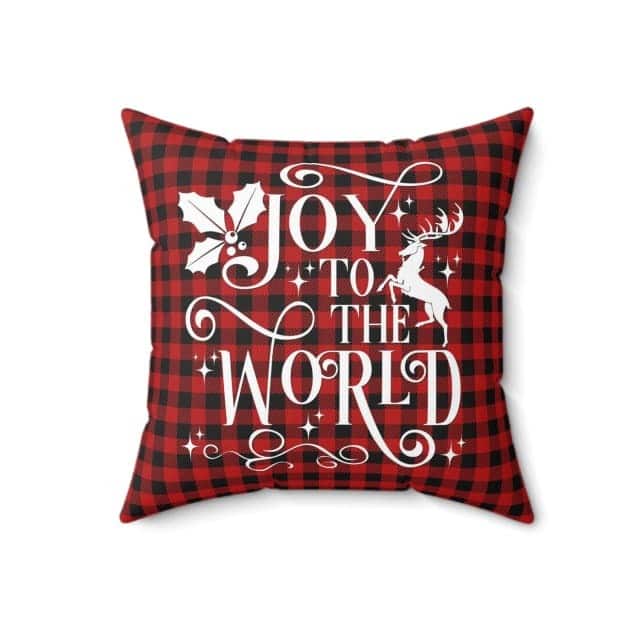 Christian Christmas Joy To The World Buffalo Plaid Pillow Christian Christmas Joy To The World Buffalo Plaid Pillow