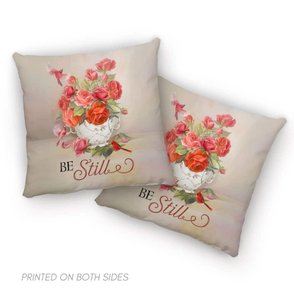 Be Still Cardinals Flowers Christian Pillow Be Still Cardinals Flowers Christian Pillow
