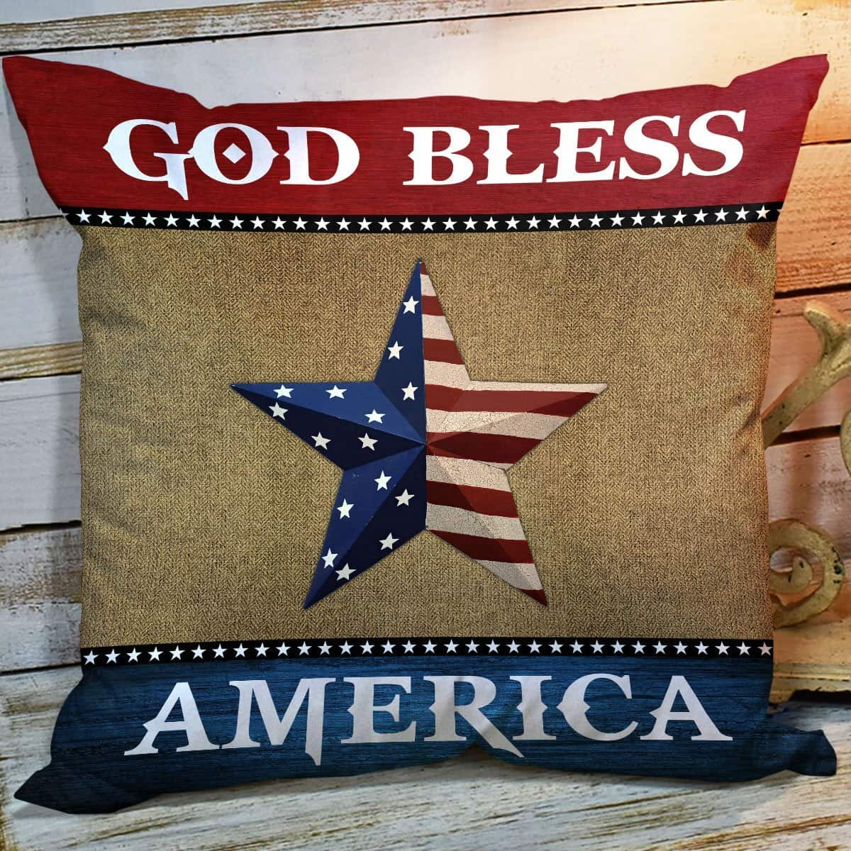 Bible Verse Scripture God God Bless America Special Star Pillow