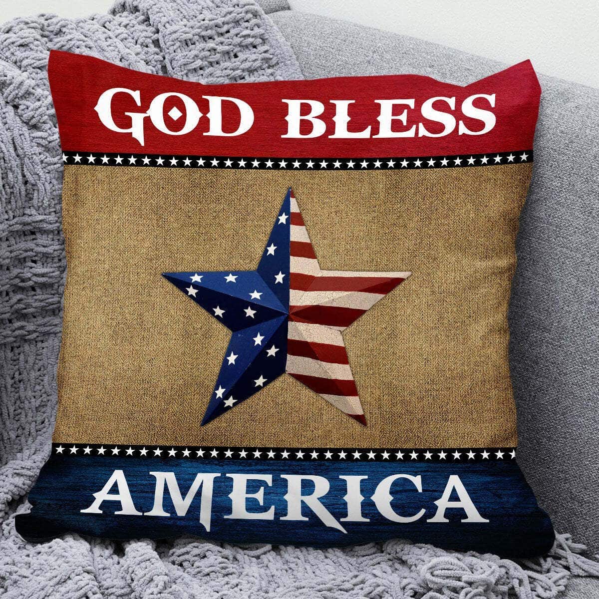 Bible Verse Scripture God God Bless America Special Star Pillow