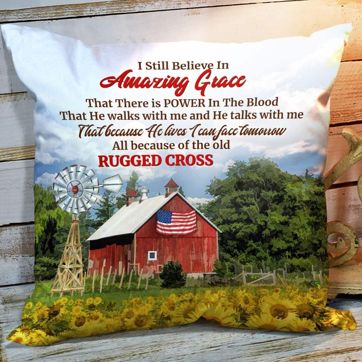 Bible Verse Scripture God I Still Believe In Amazing Grace Stunning Sunflower Field Pillow