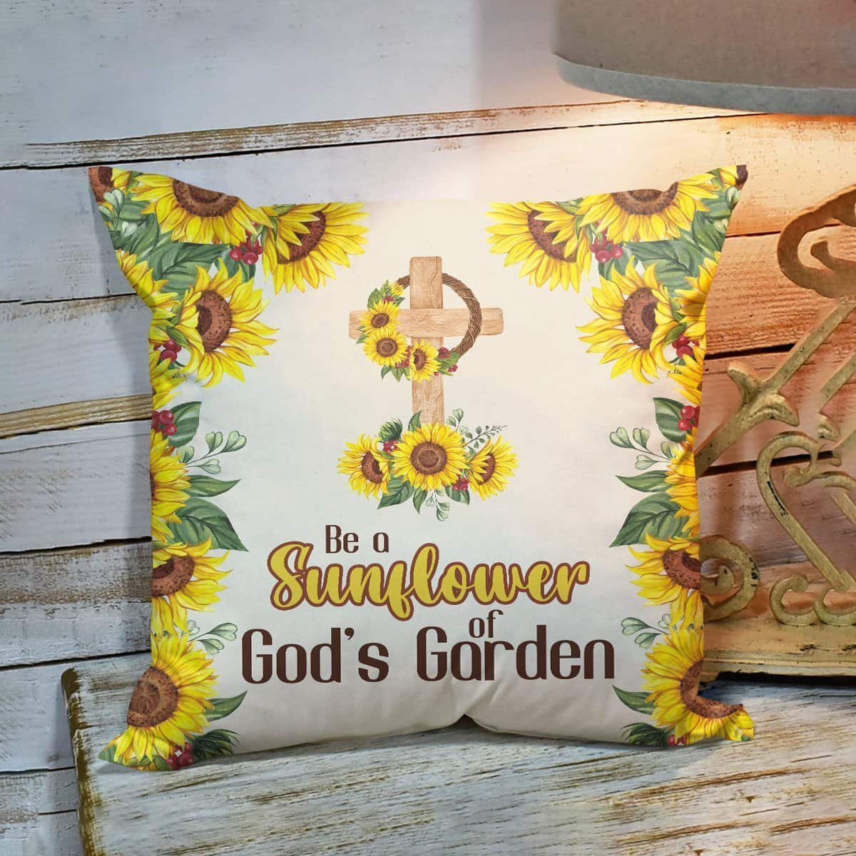 Bible Verse Scripture God Beautiful Cross Sunflower Of Gods Garden Pillow