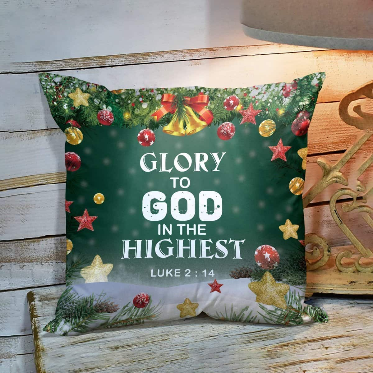 Bible Verse Scripture God Glory To God In The Highest Christmas Pillow