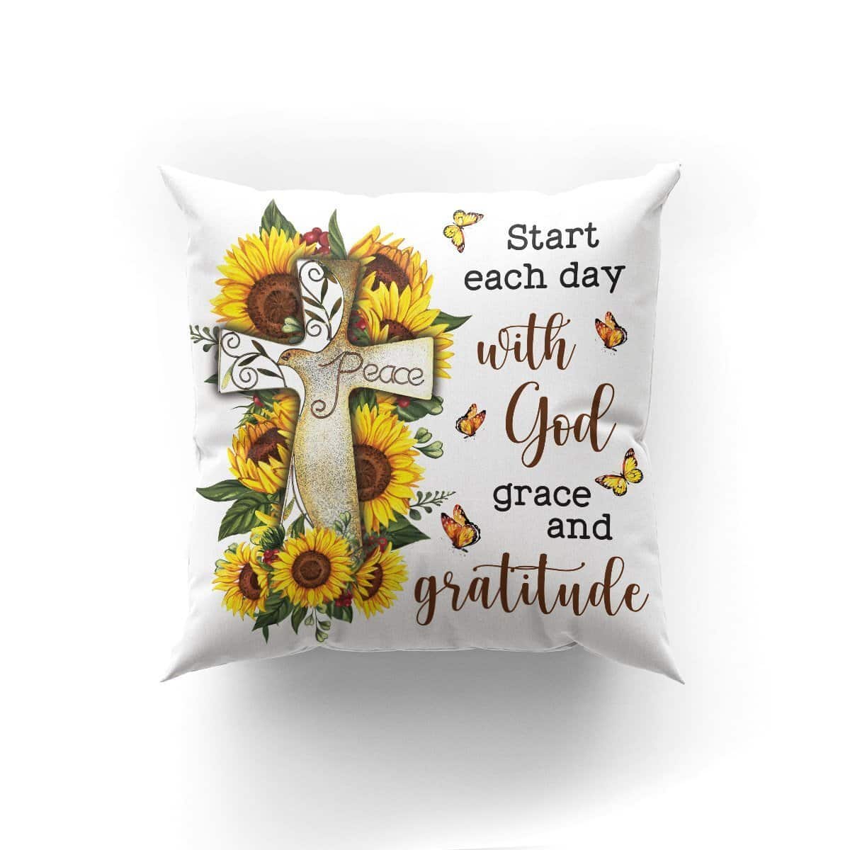 Bible Verse Scripture God Special Sunflower Start Each Day With God Pillow