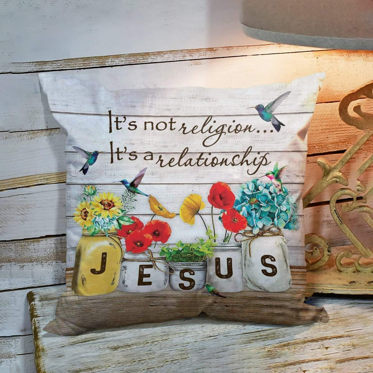 Bible Verse Scripture God Its Not Religion Its A Relationship Flower Pillow