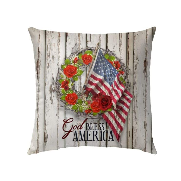 God Bless America Christian US Flag Pillow