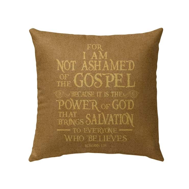 For I Am Not Ashamed Of The Gospel Romans 116 Bible Verse Pillow For I Am Not Ashamed Of The Gospel Romans 116 Bible Verse Pillow
