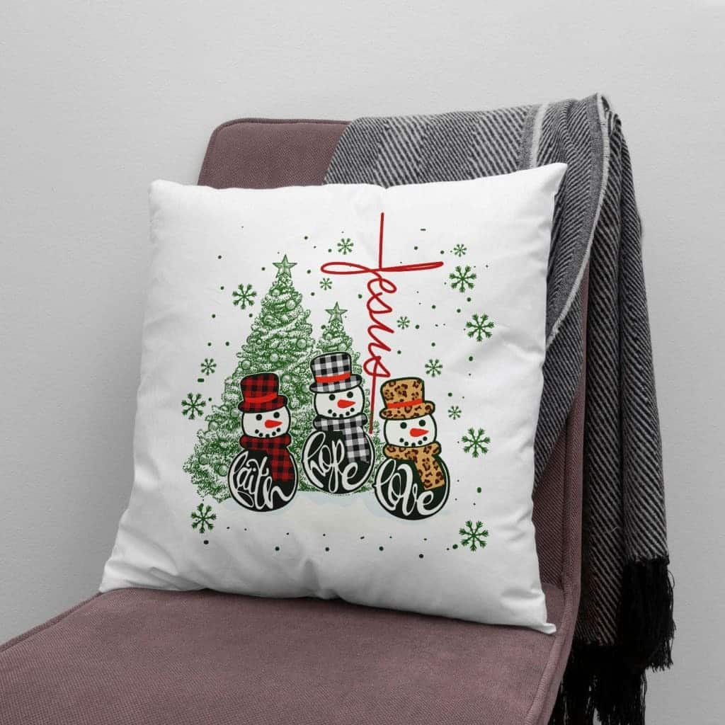 Faith Hope Love Jesus Cross Christmas Pillow