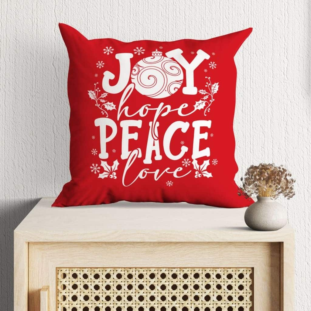 Joy Hope Peace Love Christian Christmas Pillow