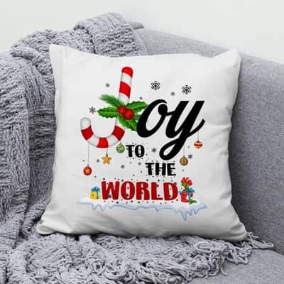 Joy To The World Buffalo Plaid Christmas Pillow