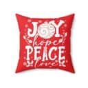 Joy Hope Peace Love Christian Christmas Pillow