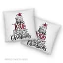 Joy Hope Love Peace Christmas Buffalo Plaid Christian Pillow