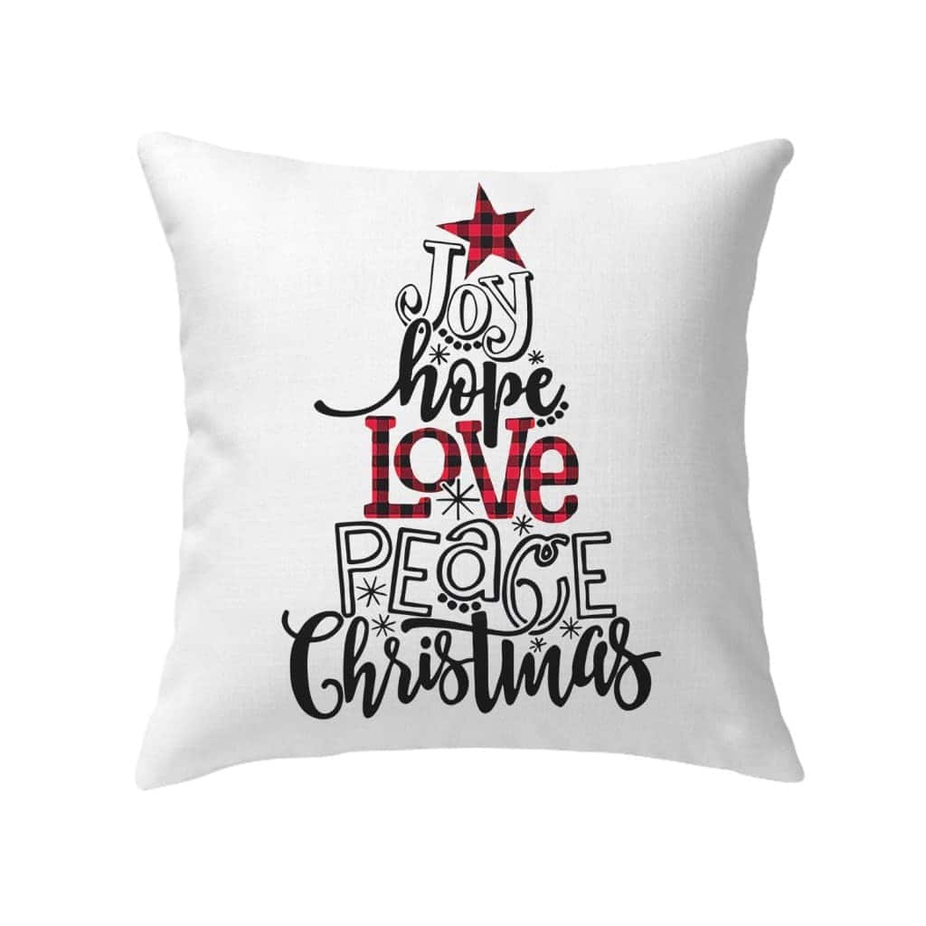 Joy Hope Love Peace Christmas Buffalo Plaid Christian Pillow Joy Hope Love Peace Christmas Buffalo Plaid Christian Pillow