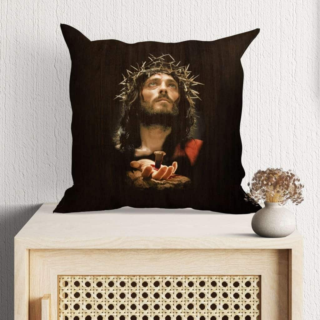 Jesus Crucified Hands Christian Pillow