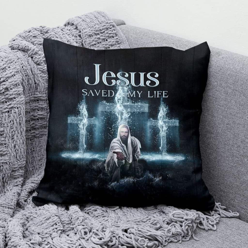 Jesus Saved My Life Christian Cross Pillow