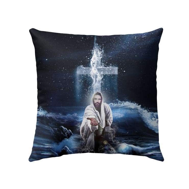 Jesus Outstretched Hands Saves Christian Religious Pillow