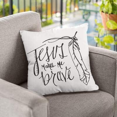 Jesus Makes Me Brave Christian Pillow