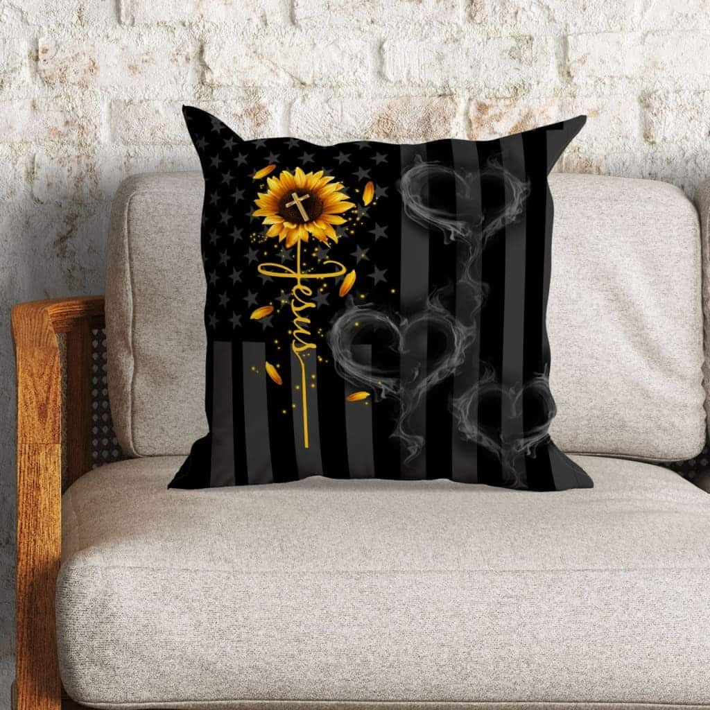 Jesus Cross Sunflower Christian Pillow