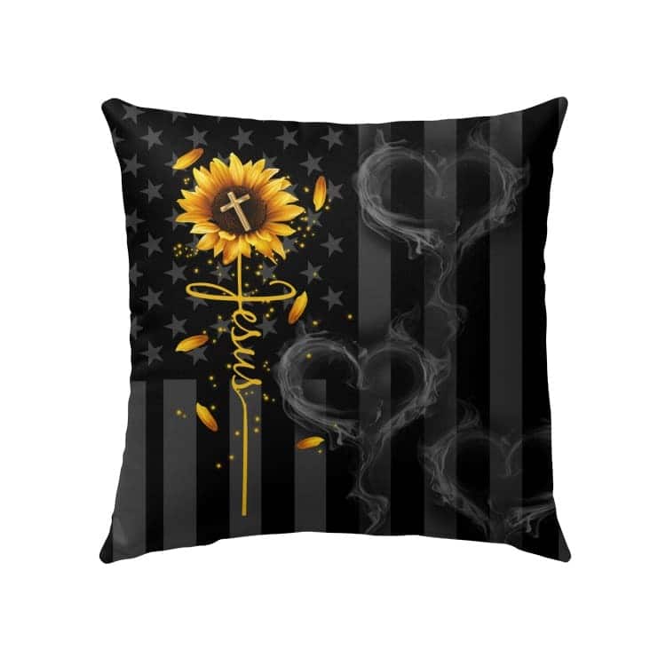 Jesus Cross Sunflower Christian Pillow