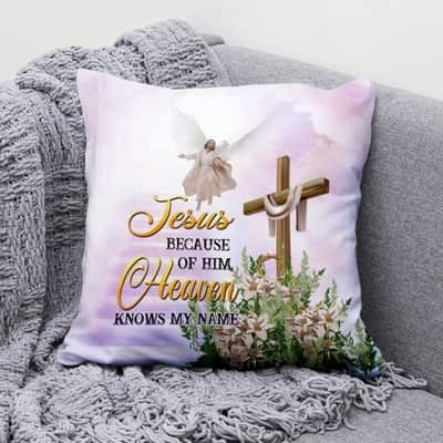 Jesus Because Of Him Heaven Knows My Name Christian Pillow
