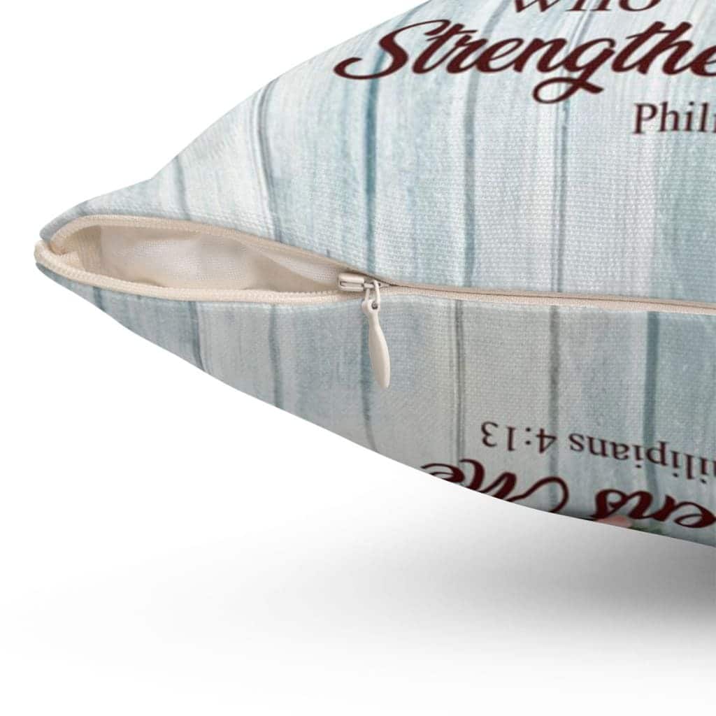 I Can Do All Things Through Christ Cross With Flowers Christian Pillow