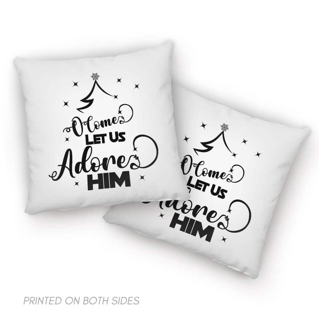 O Come Let Us Adore Him Christmas Tree Christian Pillow O Come Let Us Adore Him Christmas Tree Christian Pillow