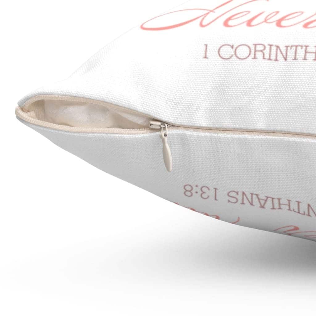 Love Never Fails 1 Corinthians 138 Bible Verse Pillow