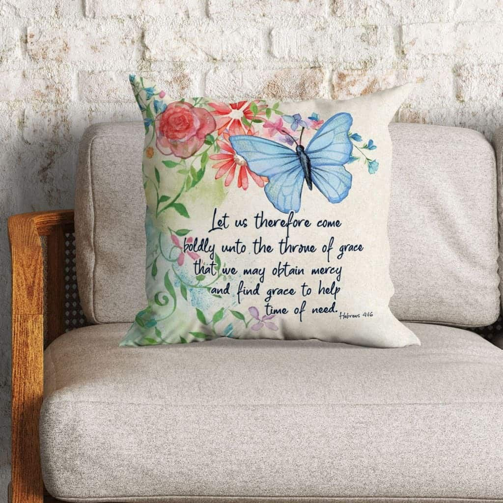 Let Us Therefore Come Boldly Hebrews 416 Bible Verse Pillow