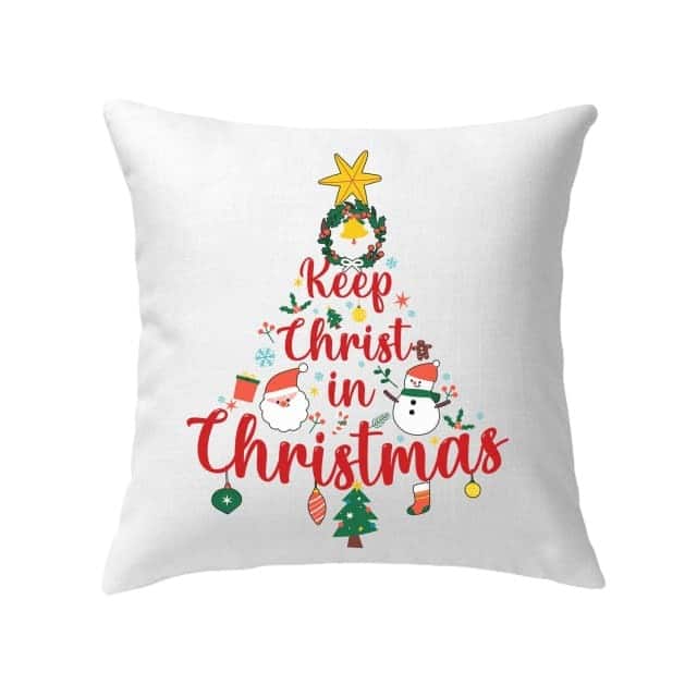 Keep Christ In Christmas Tree Xmas Faith Pillow