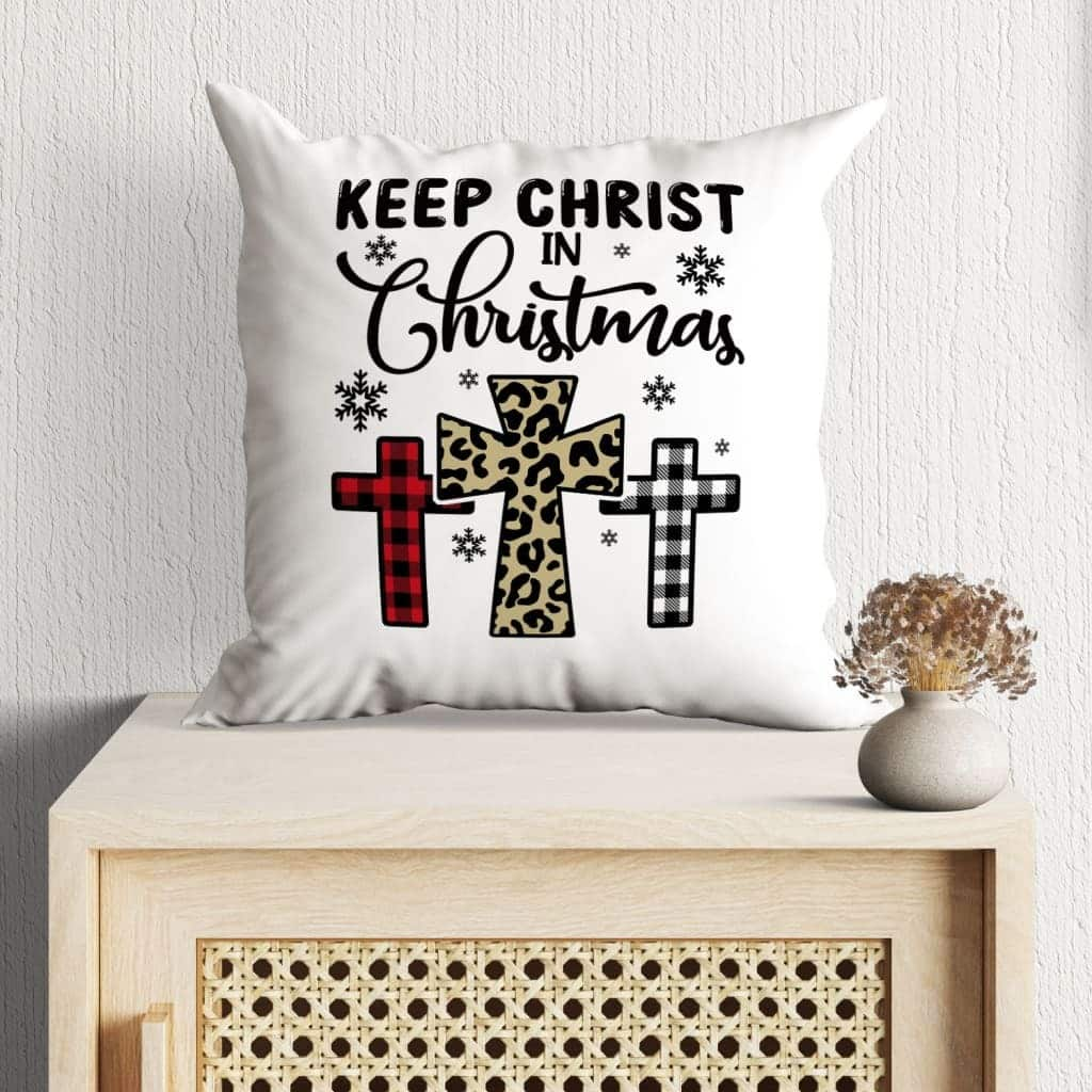 Keep Christ In Christmas Three Crosses Pillow