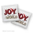 Joy To The World Buffalo Plaid Leopard Christmas Pillow