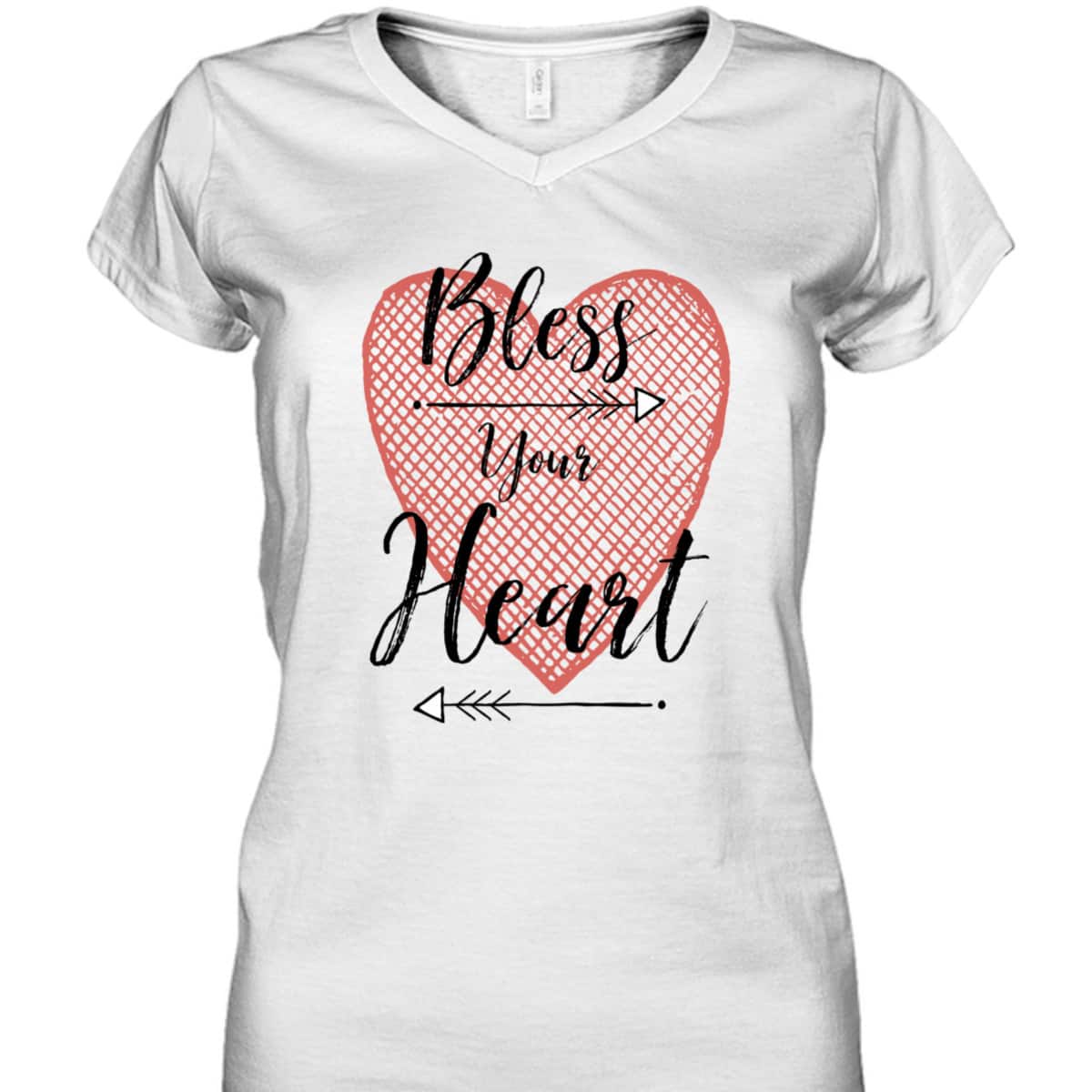 Bless Your Heart Cross Hatch Heart And Arrows T-Shirt Bless Your Heart Cross Hatch Heart And Arrows T-Shirt