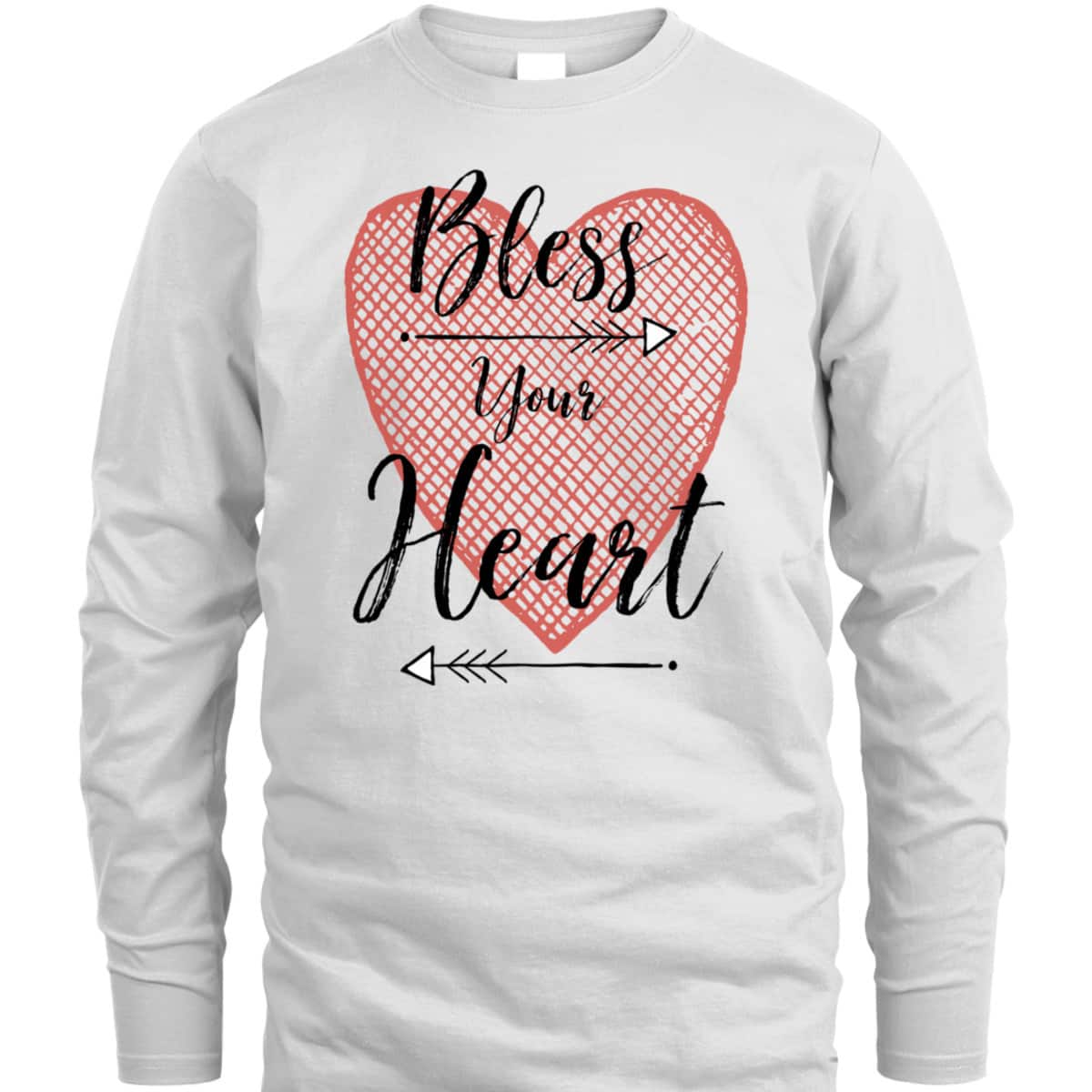 Bless Your Heart Cross Hatch Heart And Arrows T-Shirt Bless Your Heart Cross Hatch Heart And Arrows T-Shirt