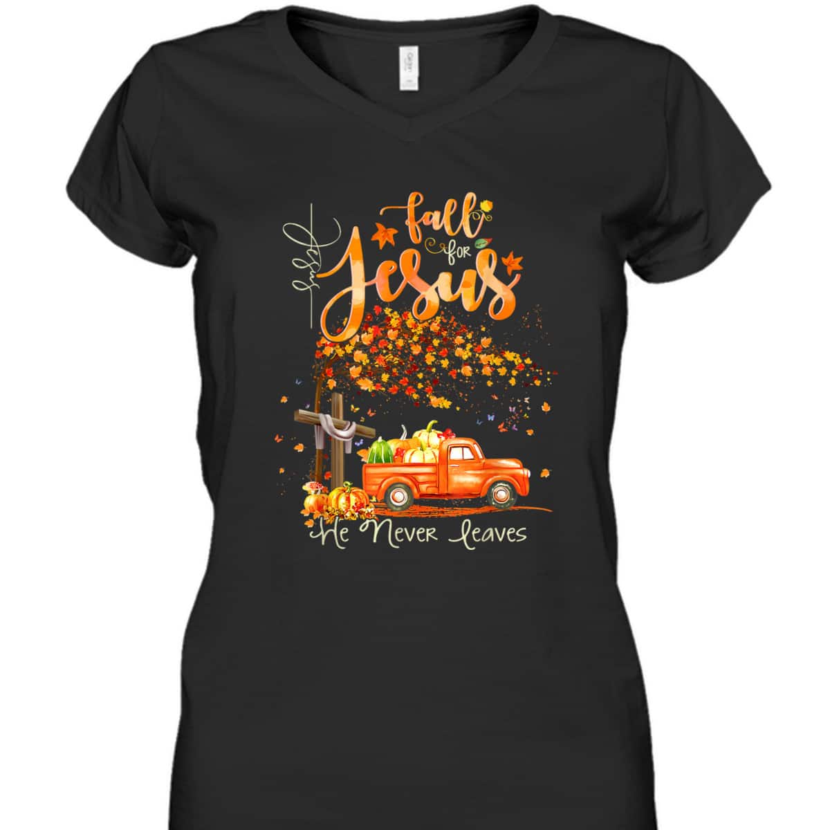 Cross Jesus Christian Lover Fall For Jesus He Never Leaves T-Shirt Cross Jesus Christian Lover Fall For Jesus He Never Leaves T-Shirt