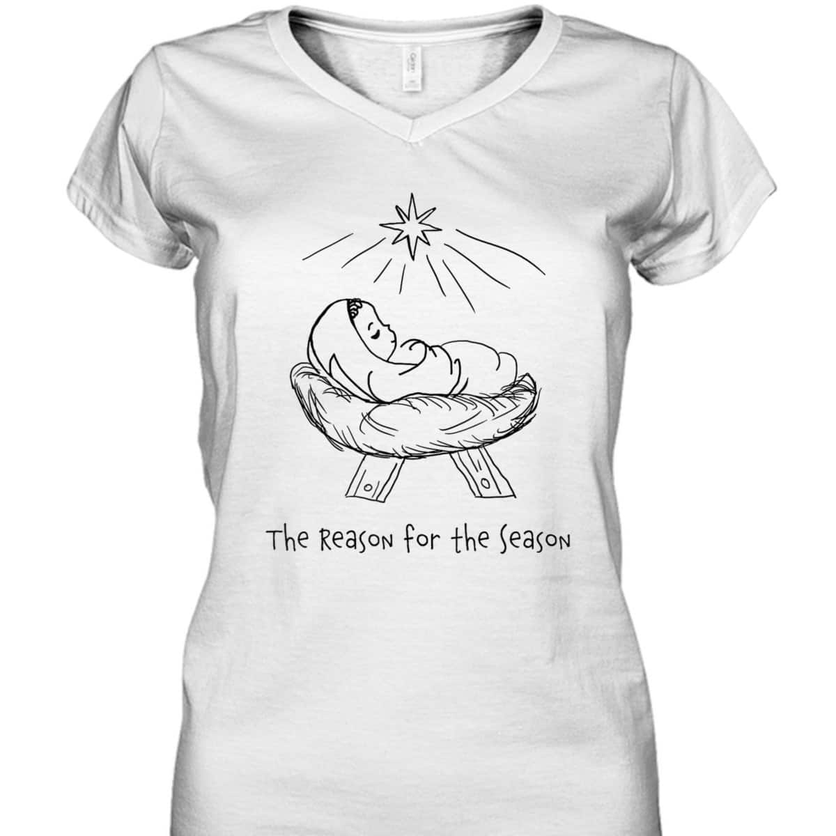 Religious Line Art Christmas Jesus The Reason For The Season T-Shirt Religious Line Art Christmas Jesus The Reason For The Season T-Shirt
