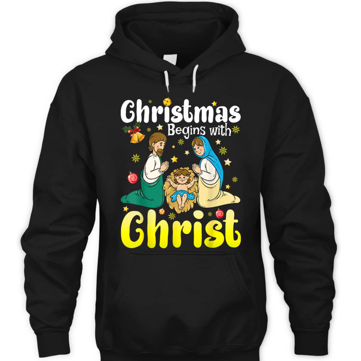 Family Christmas Begins With Christ Jesus Cross Christian T-Shirt Family Christmas Begins With Christ Jesus Cross Christian T-Shirt