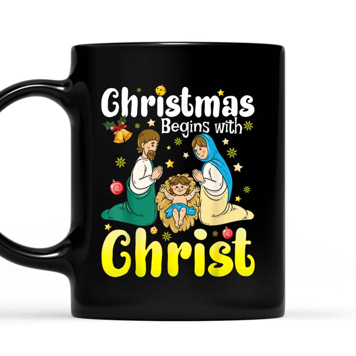 Family Christmas Begins With Christ Jesus Cross Christian T-Shirt Family Christmas Begins With Christ Jesus Cross Christian T-Shirt