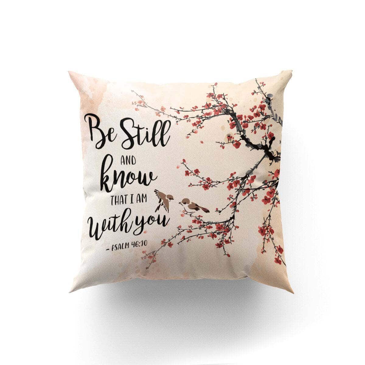 Bible Verse Scripture God Is Beside You Bird And Peach Blossom Jesus Pillow