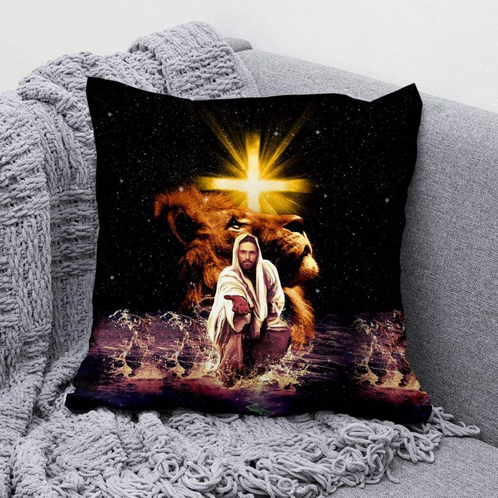 The Lion Of Judah Jesus Reaching Out His Hand Christian Pillow