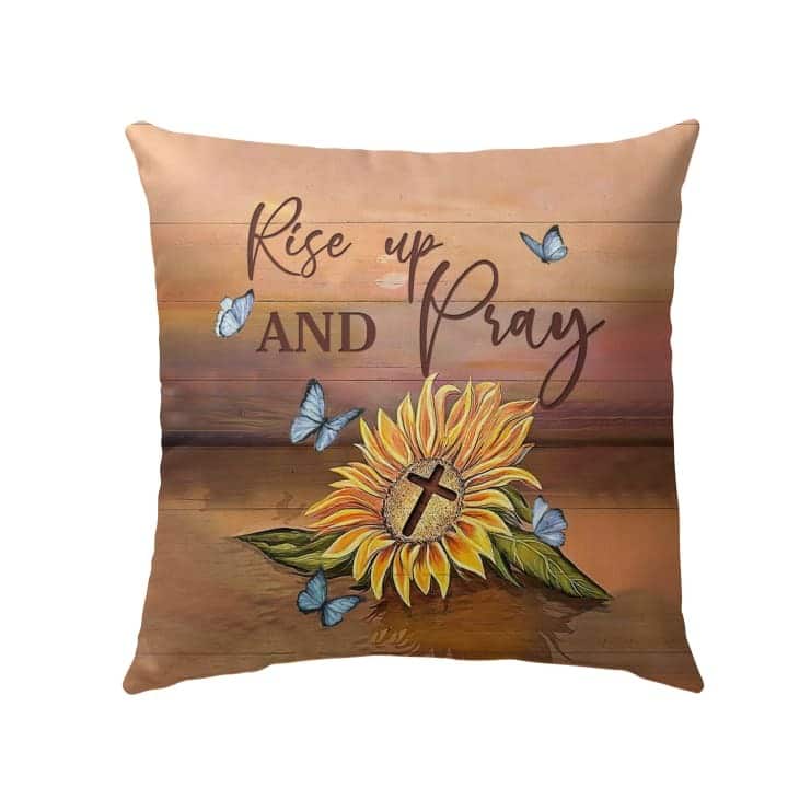 Rise Up And Pray Sunflower Cross Christian Pillow Rise Up And Pray Sunflower Cross Christian Pillow