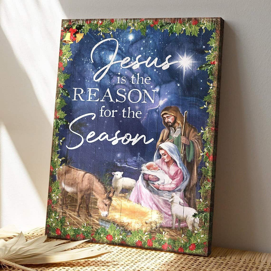 Jesus Portrait God Jesus The Baby Was Born In Christmas Eve Jesus Is A Reason For The Season Canvas Print