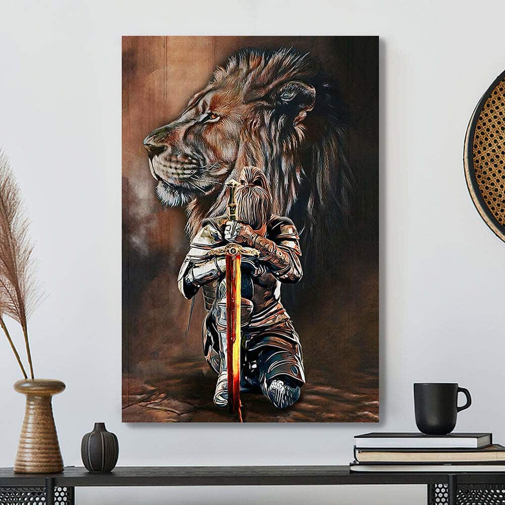Lion And Female Knight Christian Canvas Print Lion And Female Knight Christian Canvas Print