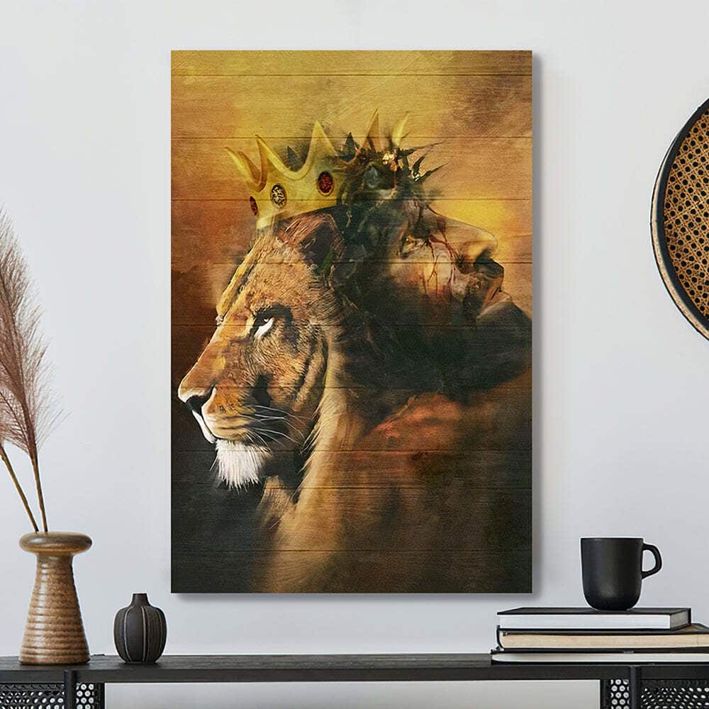 Christian Bible Verse Jesus And King Lion Canvas Print - PODRoyal