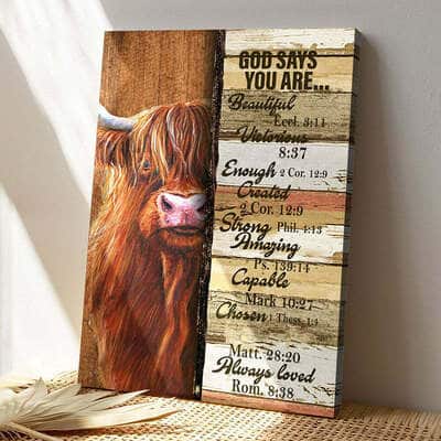 Bible Verse Painting Jesus God Says You Are Christian Religious Canvas Print