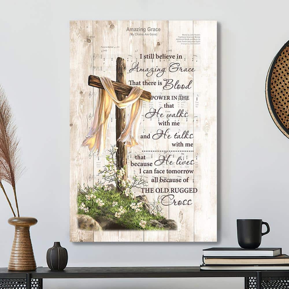 Christian Bible Verse Amazing Grace Cross Jesus Canvas Print